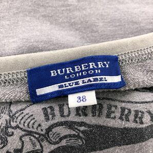 G52-F-S◆ BURBERRY BLUE LABEL バーバリーブルーレーベル 半袖カットソー Tシャツ パフスリーブ ◆ size30 ポリ グレー 古着 レディースの画像7