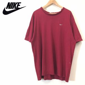 G31-F◆ old ◆ 00s ◆ NIKE ナイキ 半袖Tシャツ カットソー 大きめ 刺繍 ◆ sizeXL コットン100 レッド 古着 メンズ 春夏