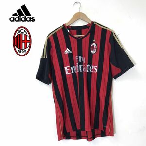 G226-D◆ adidas アディダス acmilan ミラン ゲームシャツ ユニフォーム 半袖 サッカー セリエA ◆ レッド ブラック ポリエステル 公式