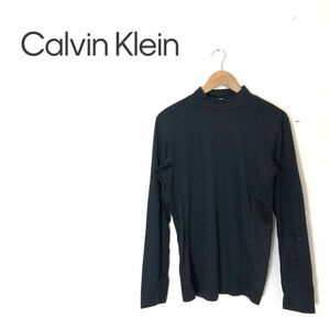 G368-G◆良品◆Calvin Klein カルバンクライン Tシャツ◆sizeM 綿 ブラック 無地 メンズ トップス 長袖 シンプル カジュアル ロゴ プリント