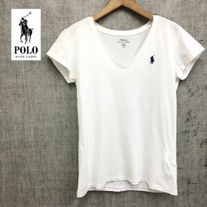 G104-J-S◆POLO RALPH LAUREN ポロラルフローレン 半袖Tシャツ◆ホワイト サイズXS レディース トップス カットソー ポニー 春夏 Vネック