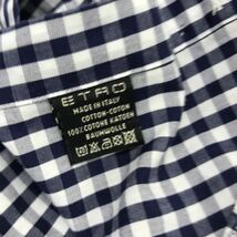 A2735-R-S◆ETRO エトロ 長袖ボタンダウンシャツ◆サイズ46 レディース 婦人 トップス ギンガムチェック ネイビー 綿100% コットン_画像5