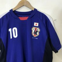 G683-N◆ 日本代表 サッカー ユニフォーム 半袖Tシャツ カットソー ゲームシャツ 香川 10番◆ ブルー 青 ポリエステル ロゴ_画像3