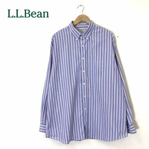 G592-N◆美品◆ L.L.Bean エルエルビーン 長袖シャツ BD ボタンダウン トップス◆ sizeXL ブルー マルチ ストライプ コットン100