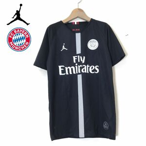 G783-D◆美品◆NIKE JOURDAN PSG ナイキ ジョーダン パリサンジェルマン 半袖Tシャツ カットソー ロゴ 公式◆sizeL ブラック ポリエステル