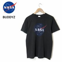 G624-U◆NASA BUDDYZ Tシャツ 半袖 ロゴプリントTシャツ シンプル カジュアル 宇宙 惑星 星 アメリカ◆size不明 チャコールグレー 綿100%_画像1