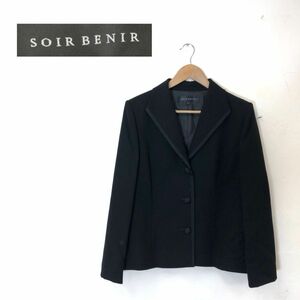 G956-G-N◆美品◆soir benir ソワールベニール ジャケット◆size17 ブラック無地 レディース アウター 長袖 シンプル フォーマル 喪服 黒