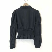 G918-O-N◆美品◆ ZARA ザラ ボリュームスリーブシャツ ブラウス シャーリング 長袖 トップス◆sizeL ブラック 黒_画像5