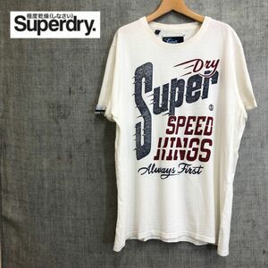 G644-F-N◆ superdry スーパードライ 極度乾燥 半袖Tシャツ カットソー ロゴプリント ◆ コットン100 ホワイト 古着 メンズ 春夏