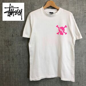 G570-F◆ STUSSY ステューシー 半袖Tシャツ カットソー ロゴプリント トップス ◆ sizeS コットン100 ホワイト 古着 メンズ 春夏