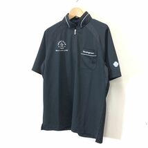 G551-F◆ 美品 ◆ Munsingwear マンシングウェア ハーフジップカットソー 半袖ポロシャツ ◆ L ポリエステル100 ブラック 古着 メンズ 春夏_画像5