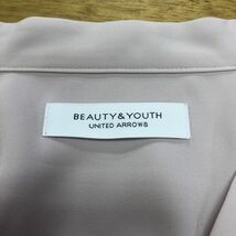 G798-K◆良品 日本製 BEAUTY&YOUTH ビューティーアンドユース 長袖スキッパーブラウス◆ピンク バンドカラー 薄手 とろみ感 キレイめ_画像7