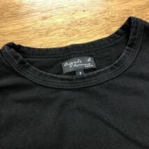 G463-J◆日本製 agns b. HOMME アニエスベーオム ロゴ半袖Tシャツ◆ブラック サイズ3 メンズ レディース 綿100% コットン トップス_画像6