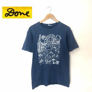 G884-T◆オーストラリア製◆Done ドーン 半袖Tシャツ デザインプリント クルーネック◆sizeS ネイビー メンズ トップス コットン100