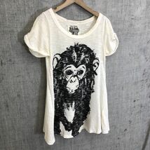 G876-T-N◆ZARA TF ザラ 半袖Tシャツ デザインプリント クルーネック プルオーバー◆sizeS ホワイト レディース トップス コットン100_画像5