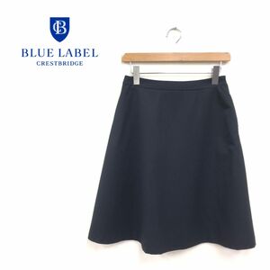 G1157-K◆良品 BLUE LABEL CRESTBRIDGE ブルーレーベル クリストブリッジ フレアスカート◆size38 ブラック 無地 裏地あり 薄手 キレイめ