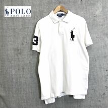 G1256-N◆ POLO Ralph Lauren ポロラルフローレン 半袖ポロシャツ ビッグポニー ◆ sizeL ホワイト 白 コットン100 古着_画像1