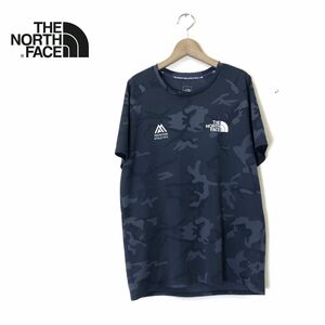 G1253-N◆美品◆ THE NORTH FACE ノースフェイス S/S AMPERE 半袖Tシャツ カットソー 吸水速乾 プリント◆sizeM グレー カモフラ ポリ