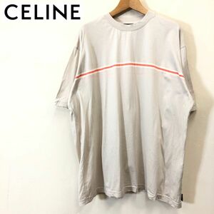 G1099-F* CELINE Celine короткий рукав футболка cut and sewn tops * sizeL хлопок 100 бежевый б/у одежда весна лето мужской женский 