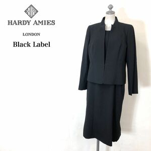 G1079-U◆HARDY AMIES Black Label バーディエイミスブラックレーベル フォーマルウェア ジャケット ワンピース◆size11 黒 ポリエステル