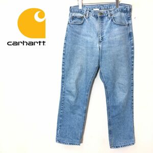 G1625-F◆ carhartt カーハート デニムパンツ ジーンズ ボトムス ジッパーフライ ◆ size34×30 コットン100 インディゴ 古着 メンズ