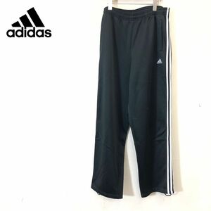 G1597-F◆ old ◆ adidas アディダス トラックパンツ ボトムス ストライプ ロゴ 大きめ ◆ sizeXO ポリエステル ブラック 古着 メンズ