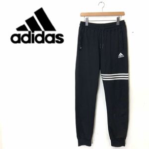 G1586-G◆adidas アディダス パンツ◆sizeXXL コットン100% ブラック 無地 メンズ ボトムス 長ズボン ウエストゴム ジャージ スポーツ 黒色