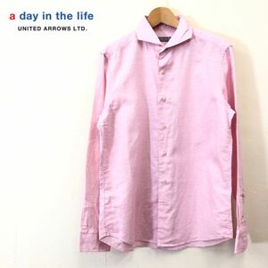 G1533-F-N◆ UNITED ARROWS a day in the life ユナイテッドアローズ 長袖シャツ トップス ◆ sizeM リネン コットン ピンク 古着 メンズ
