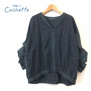 G1426-F◆ MB LUCAS cachette ルーカスカシェット レースフルジップブルゾン ジャケット ◆ size2 コットン100 ブラック 古着 レディース