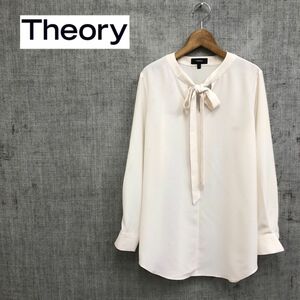 G1403-K* superior article made in Japan Theory theory long sleeve blouse *sizeS off white ribbon thin .. feeling clean . polyester pull over lady's 