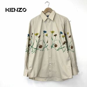 G1456-D◆美品◆old KENZO ケンゾー 長袖シャツ トップス プリント 古着 ◆ size3 ベージュ系 花柄 コットン100 古着