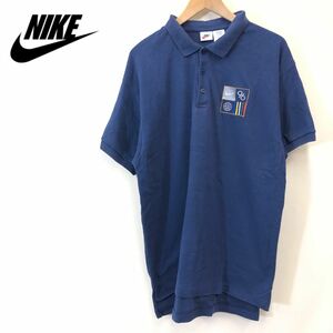 G1341-F◆ old ◆ NIKE ナイキ 半袖ポロシャツ 刺繍 カットソー トップス ◆ sizeXL コットン100 ネイビー 古着 メンズ 春夏