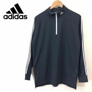 G1340-F* adidas Adidas половина Zip cut and sewn футболка с длинным рукавом Golf одежда tops * sizeM полиэстер черный б/у одежда мужской 