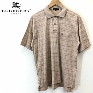 G1312-F* BURBERRY LONDON Burberry рубашка-поло с коротким рукавом проверка общий рисунок tops * sizeL хлопок 100 Brown б/у одежда мужской весна лето 