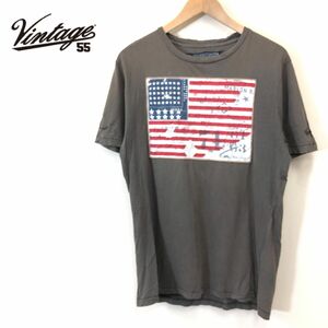 G1247-F◆ ポルトガル製 ◆ vitage55 ヴィンテージ 半袖Tシャツ カットソー ◆ sizeL コットン100 ブラウン 古着 メンズ 春夏