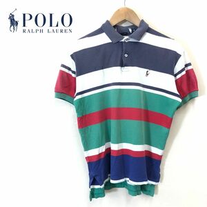 G1217-F-N◆ old ◆ USA製 ◆ POLO RALPH LAUREN ポロラルフローレン 半袖ポロシャツ ボーダー ◆ sizeS コットン100 古着 メンズ 春夏