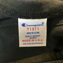 G1267-N◆USA製◆ Champion チャンピオン 長袖Tシャツ 厚手 T1011 トップス ロゴ ◆ sizeM ブラック 黒 コットン_画像9