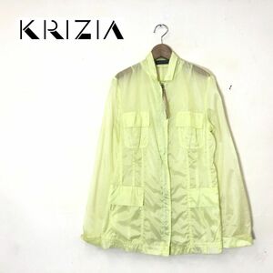 G2143-O-N◆美品◆イタリア製◆ KRIZIA クリツィア ナイロンジャケット シースルー シアー 蛍光 アウター 薄手◆size40 イエロー