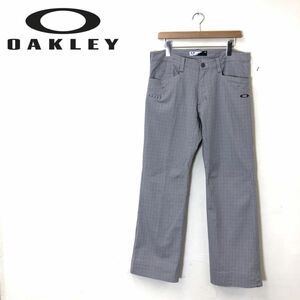 G2163-U-N◆OAKLEY オークリー パンツ ストレート ゴルフウェア チェック柄 大きめポケット スポーティー カジュアル◆size36 グレー 綿