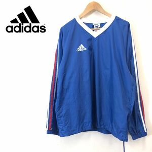 G1984-F◆ old ◆ adidas アディダス プルオーバー ナイロンジャケット ロングスリーブカットソー ロゴ ◆ sizeM ブルー 古着 メンズ