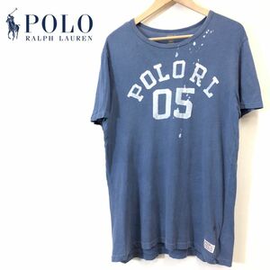 G1784-F◆ POLO RALPH LAUREN ポロラルフローレン 半袖Tシャツ カットソー ロゴ ◆ sizeL コットン100 ネイビー 古着 メンズ 春夏