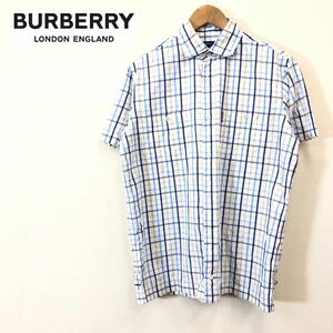 G1755-F-N* BURBERRY LONDON Burberry London short sleeves shirt check total pattern * sizeM cotton multicolor old clothes men's spring summer 