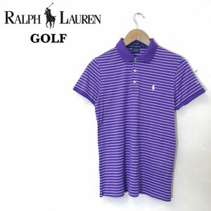 G1664-U◆Ralph Lauren GOLF ラルフローレンゴルフ ポロシャツ 半袖 刺繍ロゴ ボーダー柄 ゴルフウェア 爽やか◆size M パープル コットン