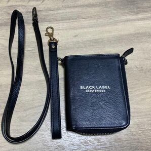 ブラックレーベル　BLACK LABEL ブラック　黒　美品　財布 本革 牛革　ストラップ　首掛け　