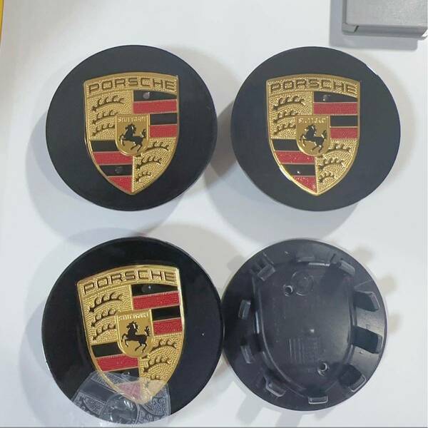 ポルシェ　PORSCHE ホイールキャップ Porsche ポルシェ ホイールセンターキャップ 76mm 4個セット ブラック