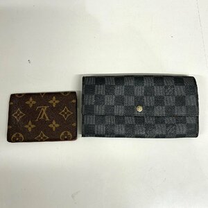 【31】LOUIS VUITTON ヴィトン ダミエ 長財布 ポルトフォイユ /モノグラム ポルト2 カルト ヴェルティカル パスケース 計2点 ジャンク品