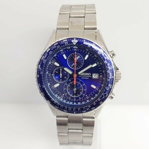 【86】SEIKO セイコー クロノグラフ 100M 7T92-0CF0 クォーツ デイト 青文字盤 メンズ 腕時計 不動品 現状品