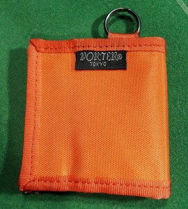 * Porter LOVE&PORTER nylon material box type coin case orange unused!!!*