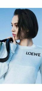 ：美品 ロエベ LOEWE ロゴ リネン ニット セーター S 