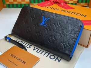 RFID.ICチップ.極美品◇LOUISVUITTON◇アンプラント◇ジッピーウォレット◇ルイヴィトン◇モノグラム◇艶消し◇ブラック×ブルー◇長財布◇